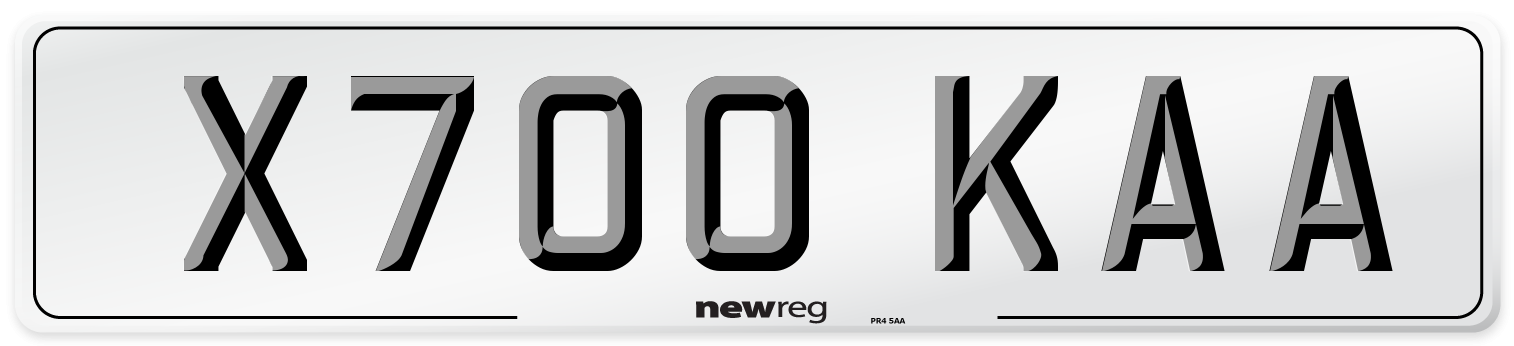 X700 KAA Number Plate from New Reg